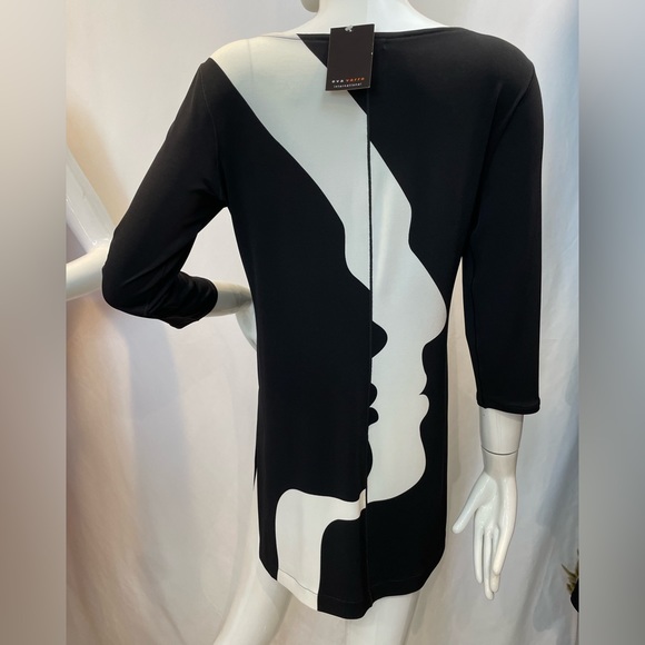 EVA VARRO 3/4 SLEEVES SIMPLE TUNIC WITH SIDE SLITS -PROFILES - Picture 4 of 5